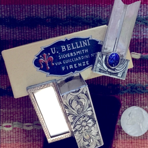 Vintage Accessories - Vintage Italian sterling & Lapis lipstick case